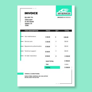 Invoice mockup illustrates example of accounts receivable